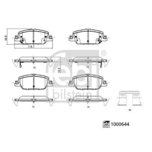 FEBI BILSTEIN Bremsbelagsatz, Scheibenbremse 1000644