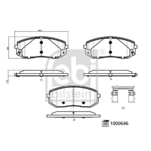 FEBI BILSTEIN Bremsbelagsatz, Scheibenbremse 1000646