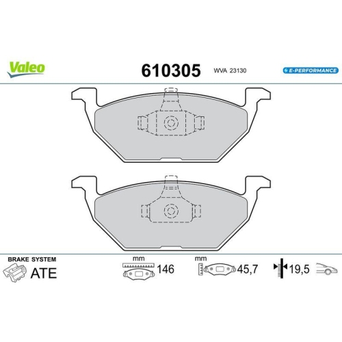 VALEO Bremsbelagsatz, Scheibenbremse E-PERFORMANCE 610305