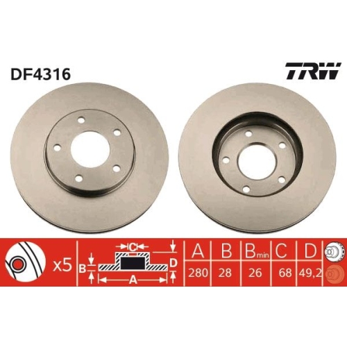 TRW Bremsscheibe DF4316