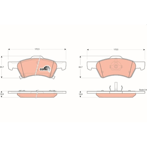 TRW Bremsbelagsatz, Scheibenbremse COTEC GDB4129