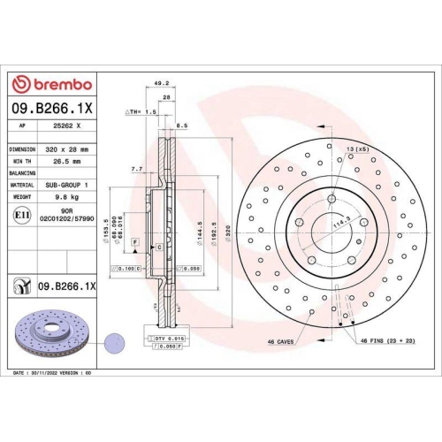 BREMBO Bremsscheibe XTRA LINE - Xtra 09.B266.1X
