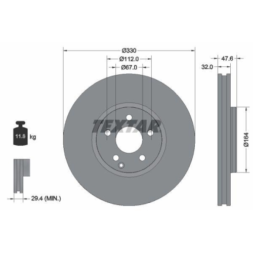 TEXTAR Bremsscheibe PRO+ 92198805
