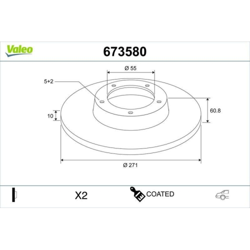 VALEO Bremsscheibe COATED 673580