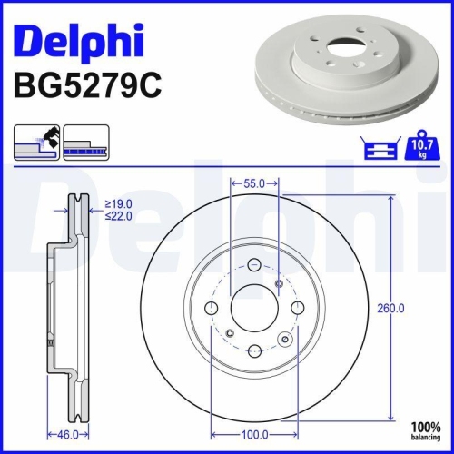 DELPHI Bremsscheibe BG5279C