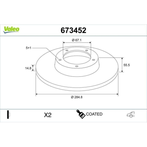 VALEO Bremsscheibe COATED 673452