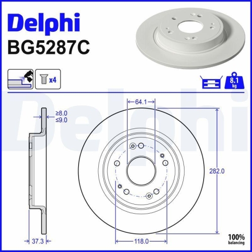 DELPHI Bremsscheibe BG5287C