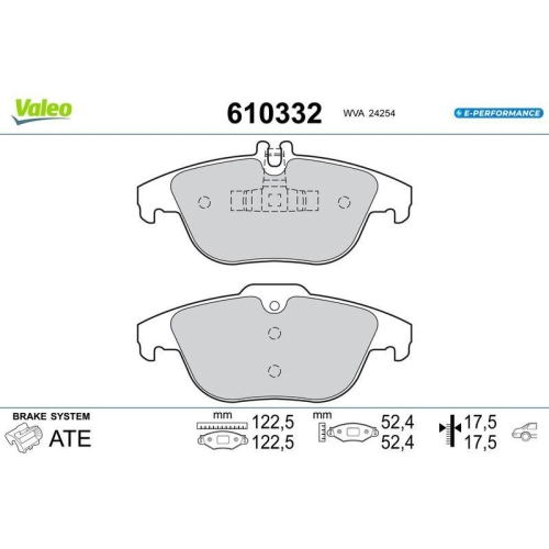 VALEO Bremsbelagsatz, Scheibenbremse E-PERFORMANCE 610332