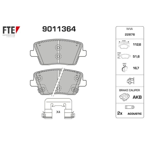 FTE Bremsbelagsatz, Scheibenbremse 9011364