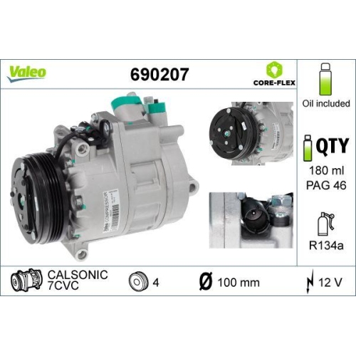 VALEO Kompressor, Klimaanlage VALEO CORE-FLEX 690207