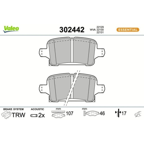 VALEO Bremsbelagsatz, Scheibenbremse ESSENTIAL 302442