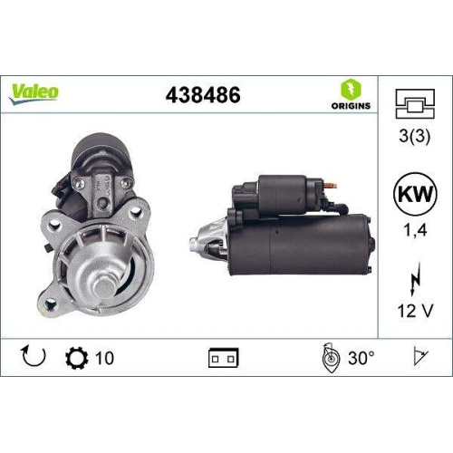 VALEO Starter VALEO ORIGINS - NEW O.E. TECHNOLOGIE 438486