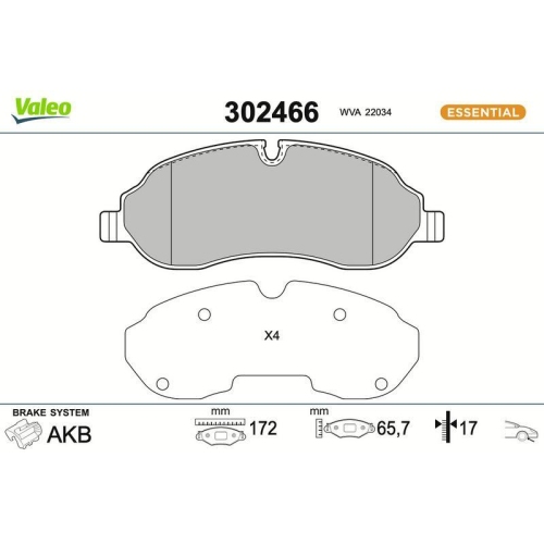 VALEO Bremsbelagsatz, Scheibenbremse ESSENTIAL 302466