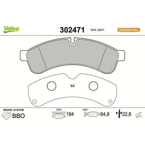 VALEO Bremsbelagsatz, Scheibenbremse ESSENTIAL 302471