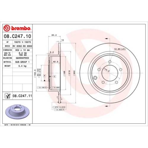 BREMBO Bremsscheibe PRIME LINE - UV Coated 08.C247.11