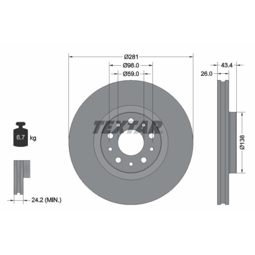 TEXTAR Bremsscheibe PRO 92304803