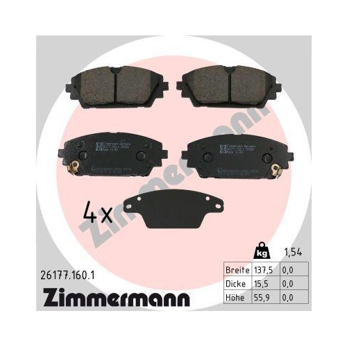 ZIMMERMANN Bremsbelagsatz, Scheibenbremse 26177.160.1
