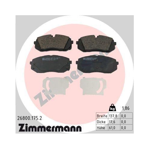 ZIMMERMANN Bremsbelagsatz, Scheibenbremse 26800.175.2