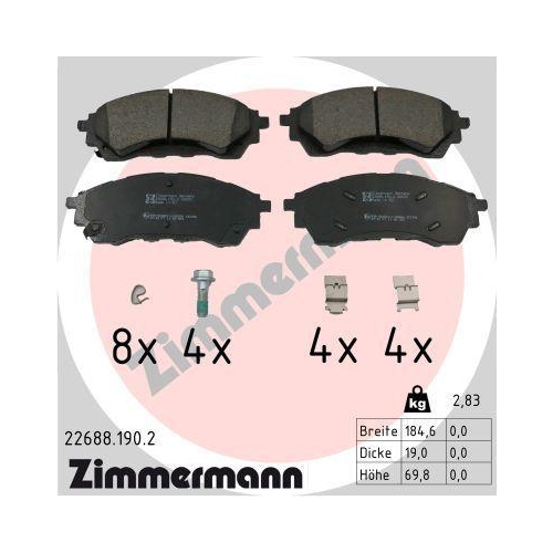ZIMMERMANN Bremsbelagsatz, Scheibenbremse 22688.190.2