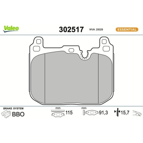 VALEO Bremsbelagsatz, Scheibenbremse ESSENTIAL 302517