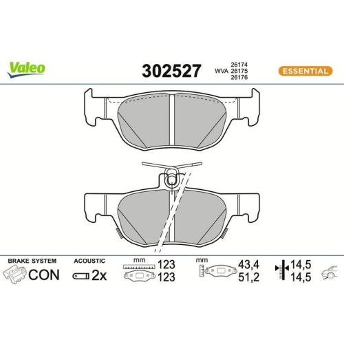 VALEO Bremsbelagsatz, Scheibenbremse ESSENTIAL 302527