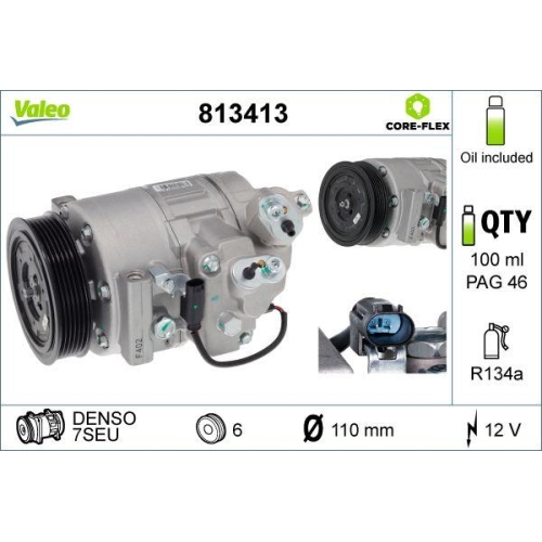 VALEO Kompressor, Klimaanlage VALEO CORE-FLEX 813413