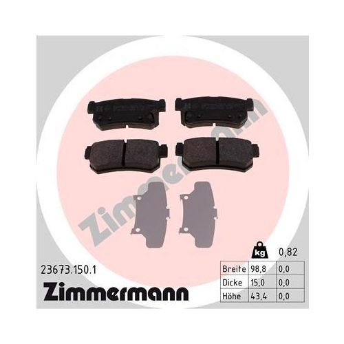 ZIMMERMANN Bremsbelagsatz, Scheibenbremse 23673.150.1