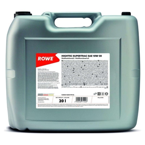 Motor&ouml;l Motoren&ouml;l HIGHTEC SUPERTRAC SAE 10W-30 - 20 Liter Rowe 20027-0200-99