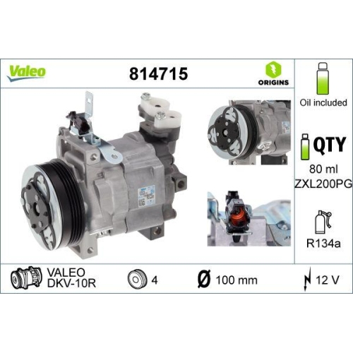 VALEO Kompressor, Klimaanlage VALEO ORIGINS - NEW O.E. TECHNOLOGIE 814715