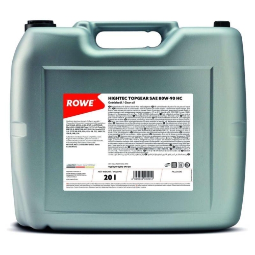 Getriebeöl Schaltgetriebeöl Rowe HIGHTEC TOPGEAR 80W-90 HC API GL-4 GL5 20 Liter