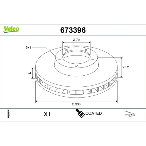 VALEO Bremsscheibe COATED 673396