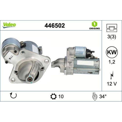 VALEO Starter VALEO ORIGINS - NEW O.E. TECHNOLOGIE 446502