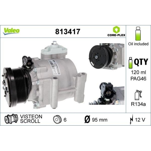 VALEO Kompressor, Klimaanlage VALEO CORE-FLEX 813417