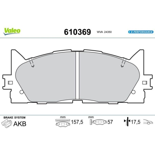 VALEO Bremsbelagsatz, Scheibenbremse E-PERFORMANCE 610369