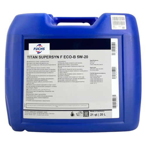 Motor&ouml;l Motoren&ouml;l Fuchs Titan Supersyn F ECO-B 5W-20 20 Liter Kanister 601452277