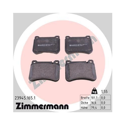 ZIMMERMANN Bremsbelagsatz, Scheibenbremse 23945.165.1