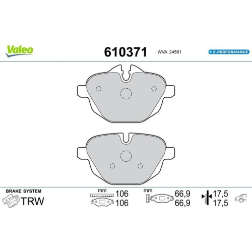VALEO Bremsbelagsatz, Scheibenbremse E-PERFORMANCE 610371