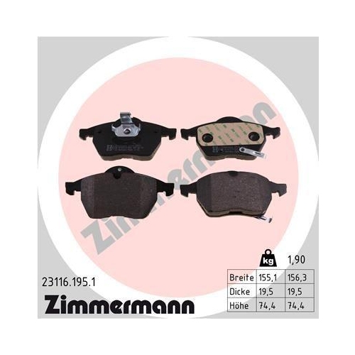 ZIMMERMANN Bremsbelagsatz, Scheibenbremse 23116.195.1
