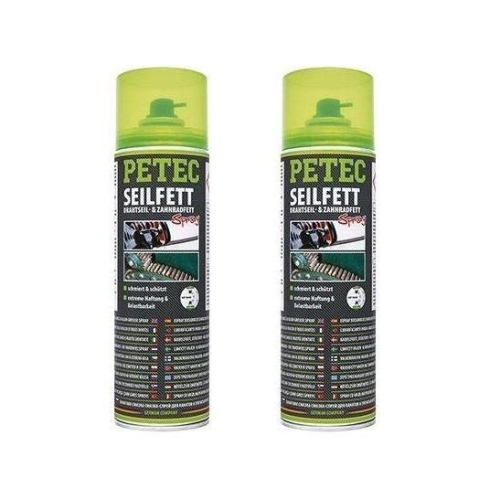 2x Seilfettspray Petec Versiegelung Drahtseilfett Zahnradfett Kette 71650 500 ml