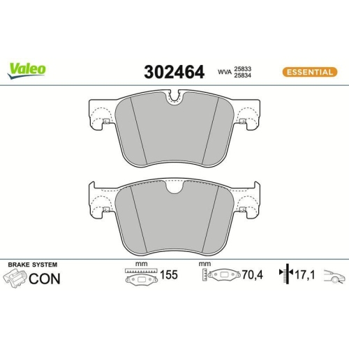 VALEO Bremsbelagsatz, Scheibenbremse ESSENTIAL 302464