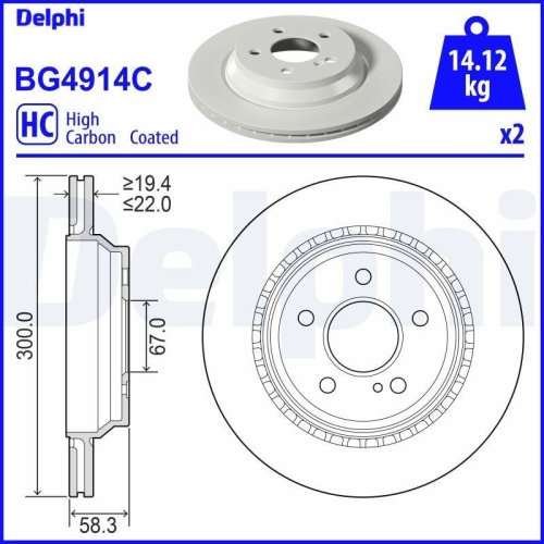 DELPHI Bremsscheibe BG4914C