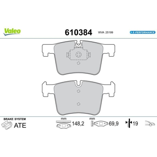 VALEO Bremsbelagsatz, Scheibenbremse E-PERFORMANCE 610384