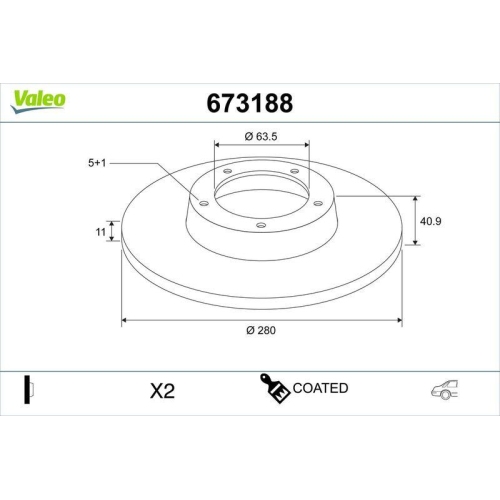 VALEO Bremsscheibe COATED 673188