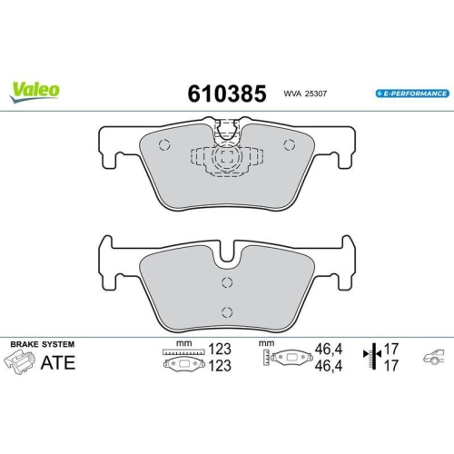 VALEO Bremsbelagsatz, Scheibenbremse E-PERFORMANCE 610385