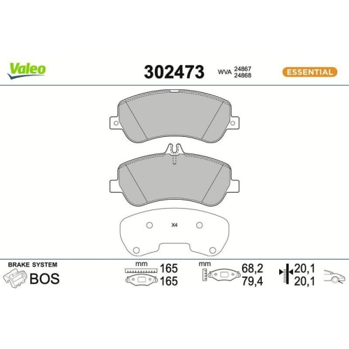 VALEO Bremsbelagsatz, Scheibenbremse ESSENTIAL 302473