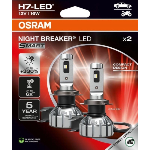 ams-OSRAM Gl&uuml;hlampe, Fernscheinwerfer NIGHT BREAKER&reg; LED SMART H7 64210DWNBSM-2HB