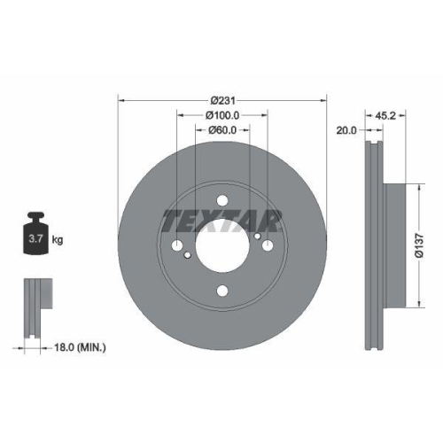 TEXTAR Bremsscheibe PRO 92309403