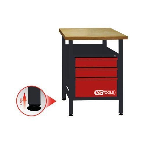 Werkbank mit 3 Schubladen, H840xB600xT600mm KS TOOLS 865.0010