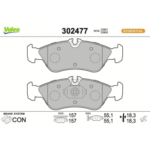 VALEO Bremsbelagsatz, Scheibenbremse ESSENTIAL 302477