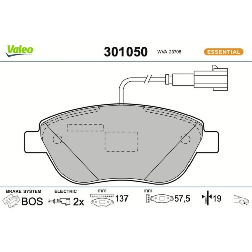 VALEO Bremsbelagsatz, Scheibenbremse ESSENTIAL 301050